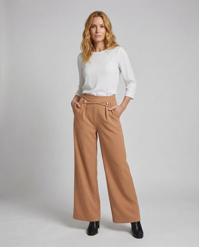 Damen hochtaillierte drapierte Bundhose