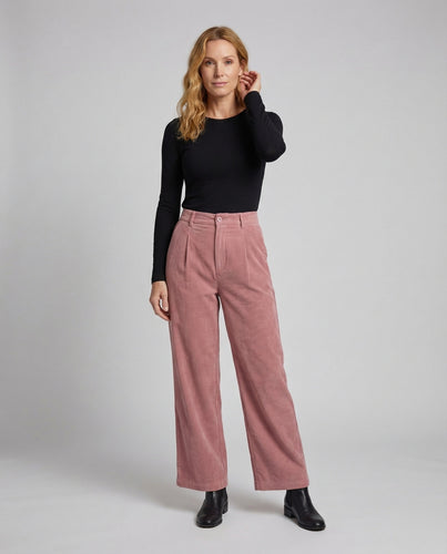 Damen hochtaillierte Feincordhose