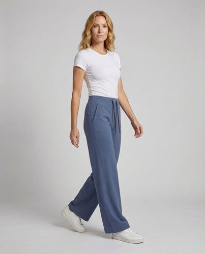 Damen hochtaillierte Jersey-Palazzohose