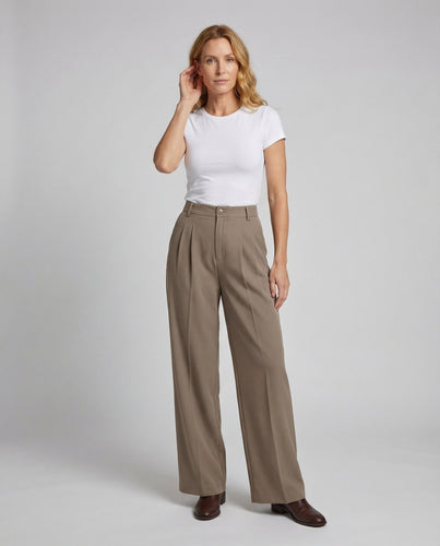 Damen hochtaillierte Palazzo-Hose mit Bügelfalte