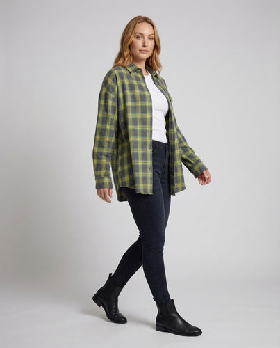Damen karierte Overshirt-Hemdjacke