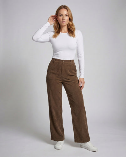 Damen knöchellange Cord-Palazzohose