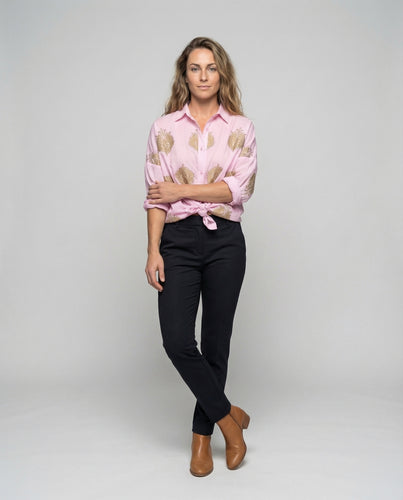 Damen lässige bestickte Tunika-Bluse.