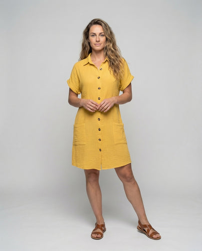 Damen lässiges Musselin-Hemdkleid.