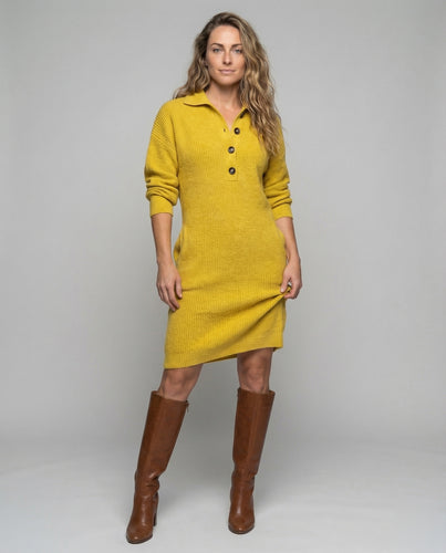 Damen lässiges Strick-Midikleid.