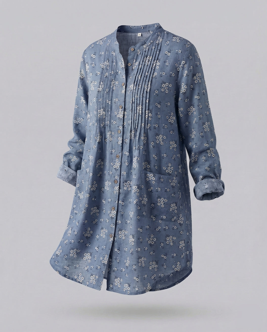 Damen leichte Leinen-Tunika mit floralem Print.