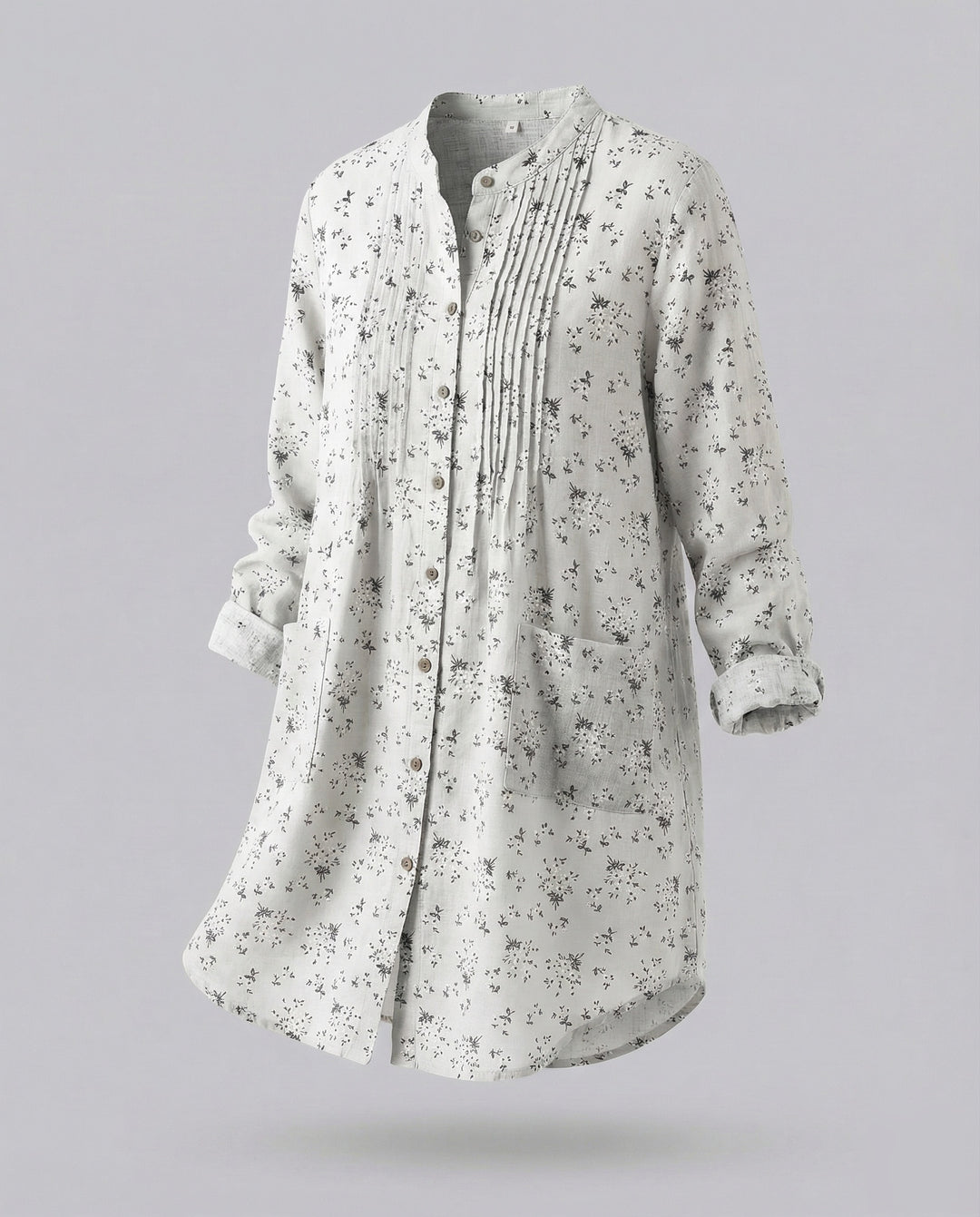 Damen leichte Leinen-Tunika mit floralem Print.
