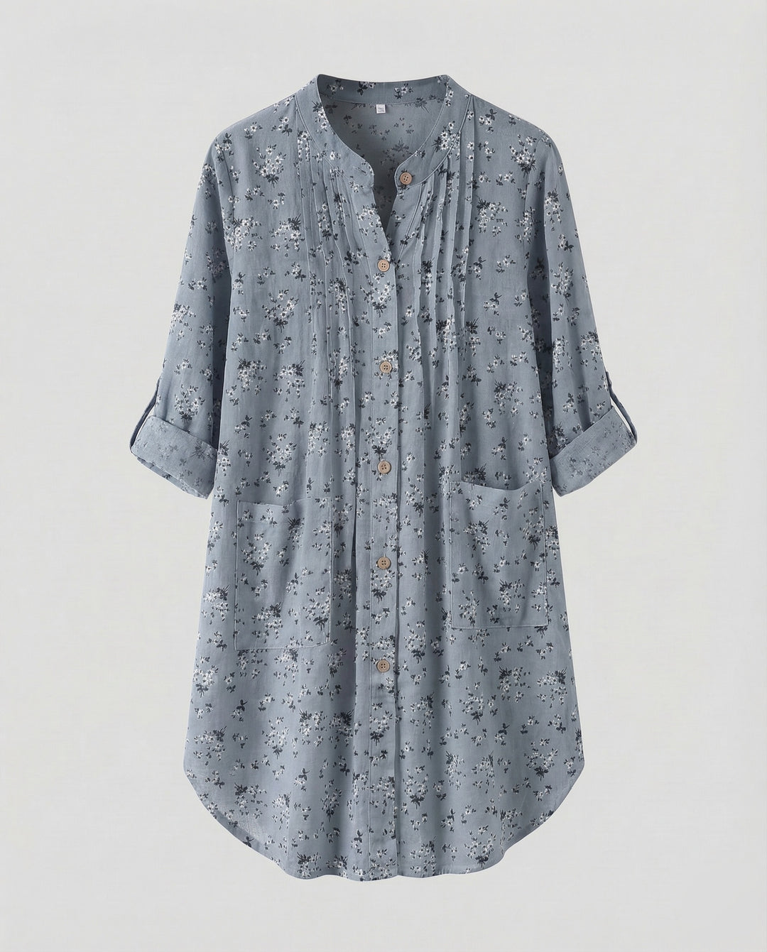 Damen leichte Leinenoptik-Tunika-Bluse.