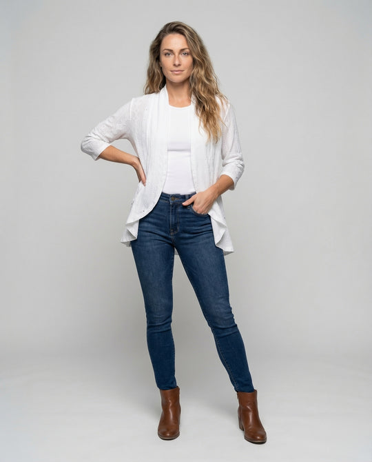 Damen leichte Lochstickerei-Tunikajacke.