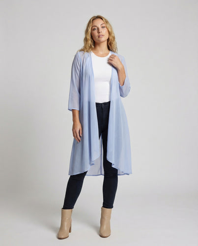 Damen leichter Chiffon-Kimono mit Volantsaum.