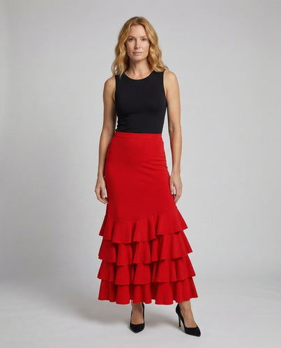 Damen Weitbein-Hose mit konturierter Bundpasse und cleanem Frontknopf.
