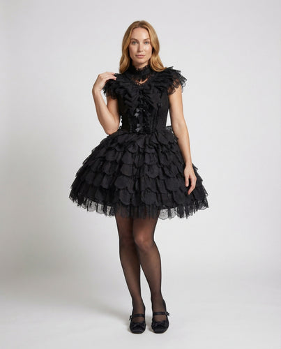 Damen kurzes Miederkleid mit Puffärmeln