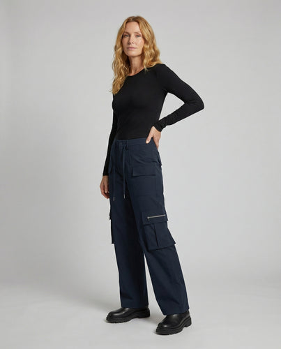 Damen weite Cargo-Palazzohose mit Mehrfachtaschen