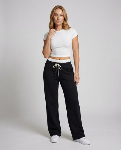 Damen weite Freizeithose mit gekräuseltem Bund