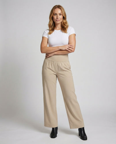 Damen weite Jersey-Loungehose mit Umschlagbund