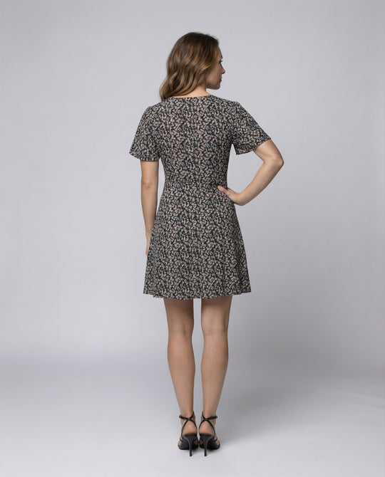 Damen Wickel-Minikleid mit Flatterärmeln