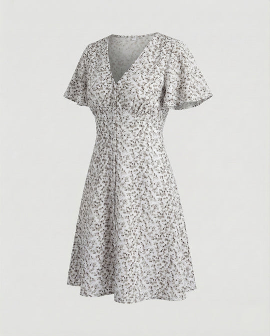 Damen Wickel-Minikleid mit Flatterärmeln