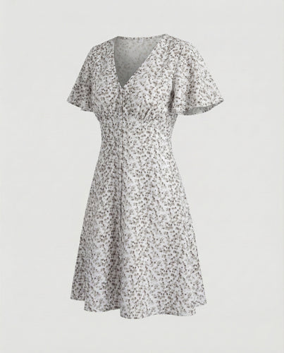 Damen Wickel-Minikleid mit Flatterärmeln