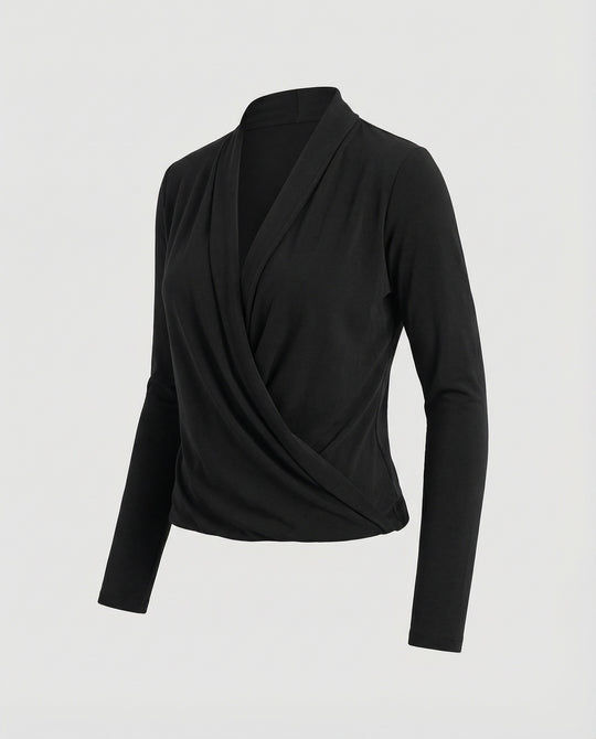 Damen Wickelbluse mit Wasserfalldrapierung