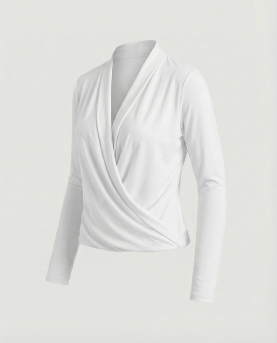 Damen Wickelbluse mit Wasserfalldrapierung