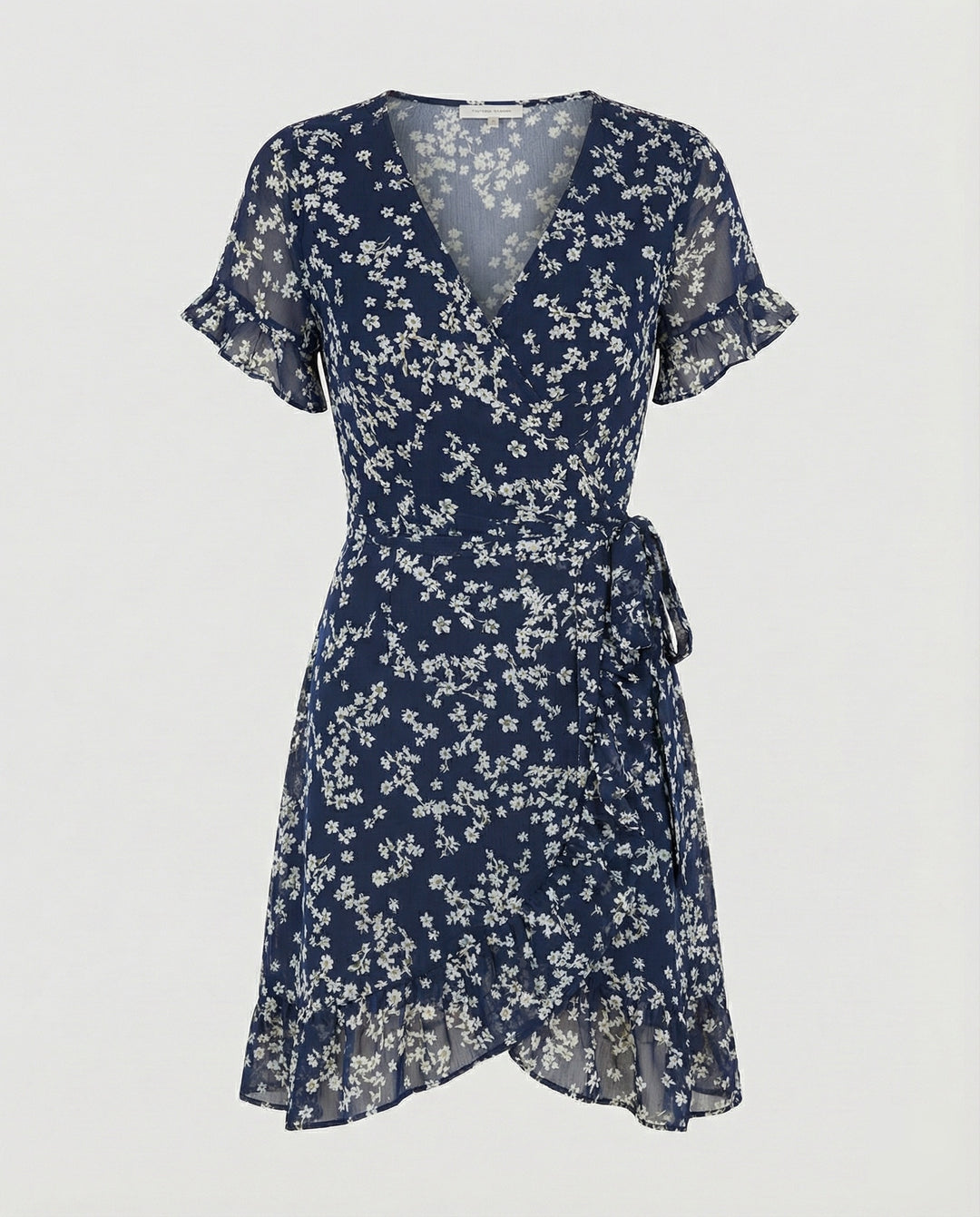 Damen Wickelkleid mit asymmetrischem Rüschensaum