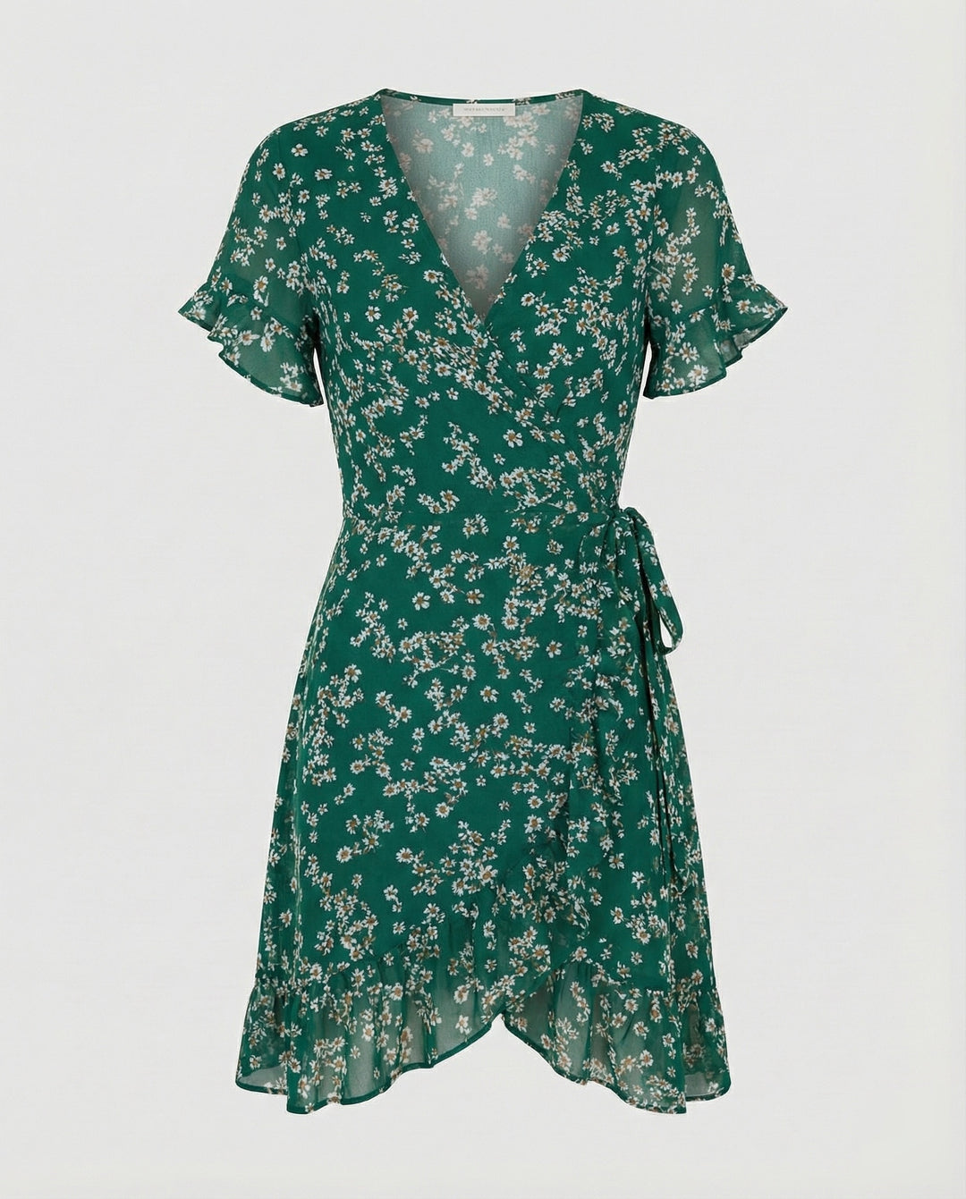 Damen Wickelkleid mit asymmetrischem Rüschensaum