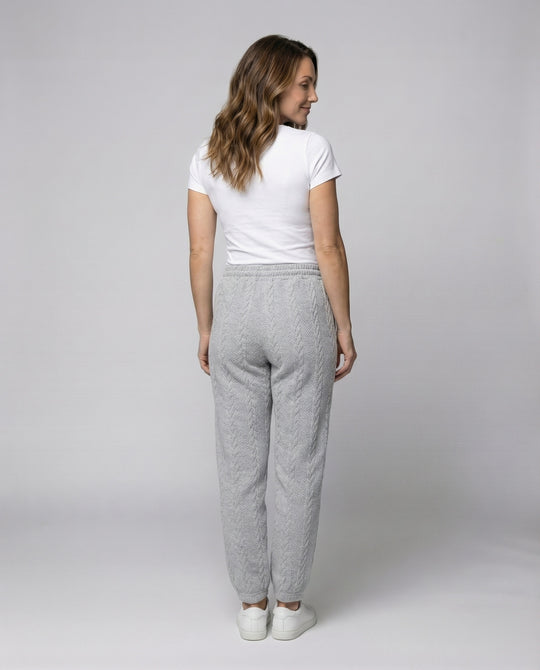 Damen Zopfstrick-Loungehose mit Tunnelzug