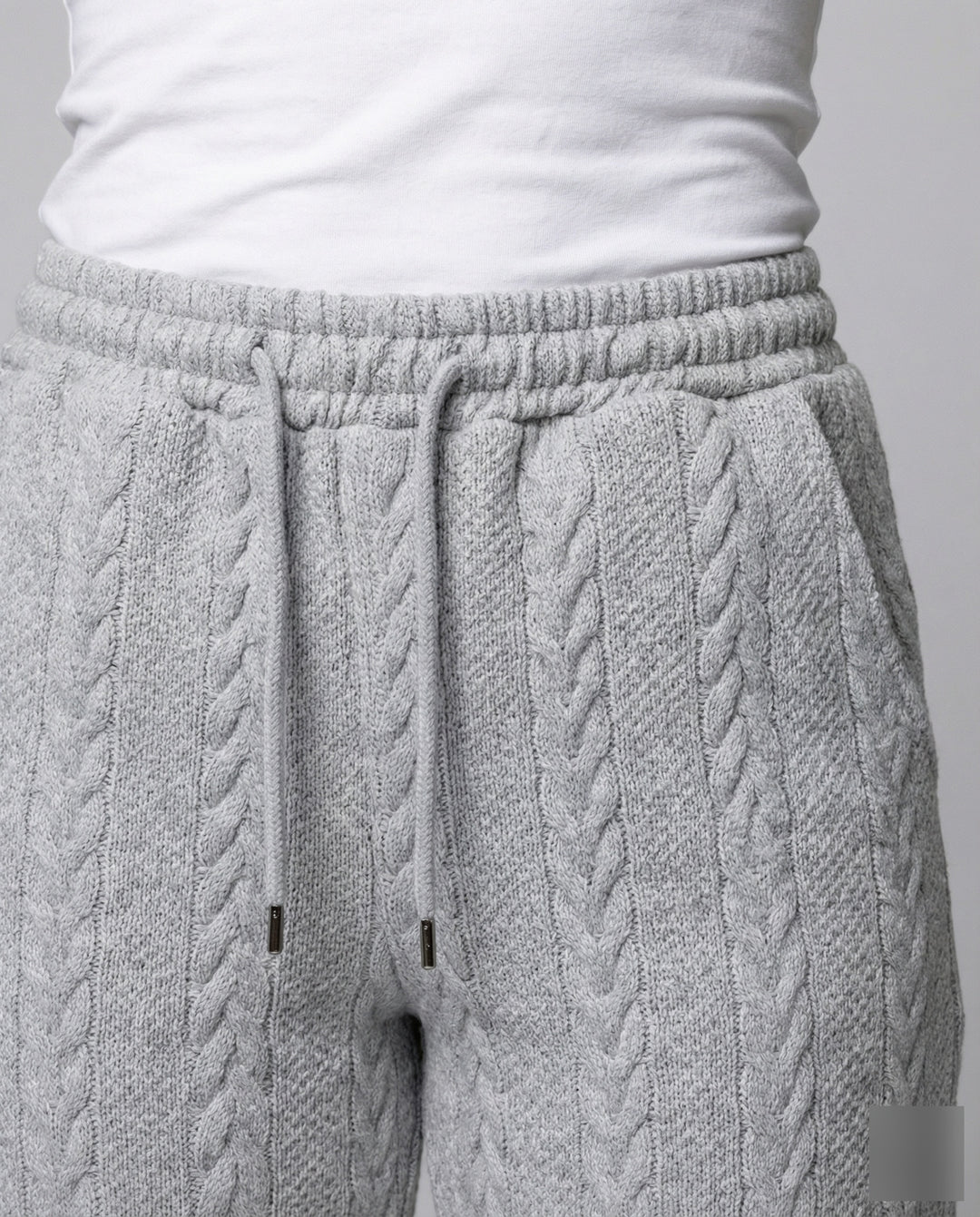 Damen Zopfstrick-Loungehose mit Tunnelzug
