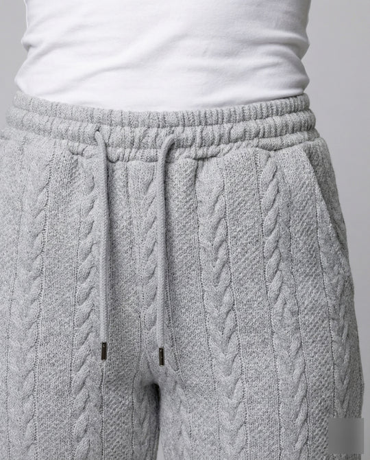 Damen Zopfstrick-Loungehose mit Tunnelzug