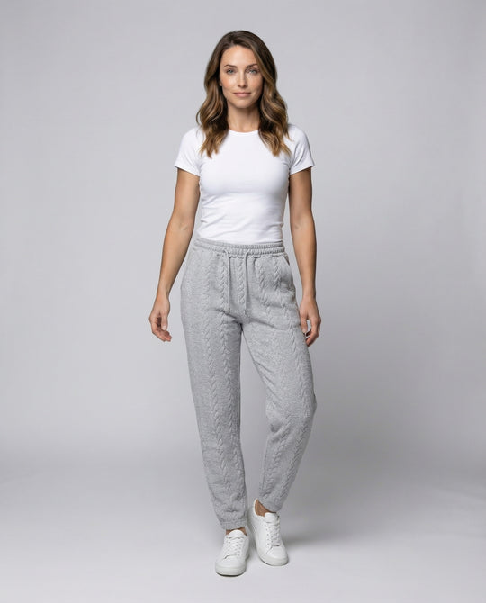 Damen Zopfstrick-Loungehose mit Tunnelzug