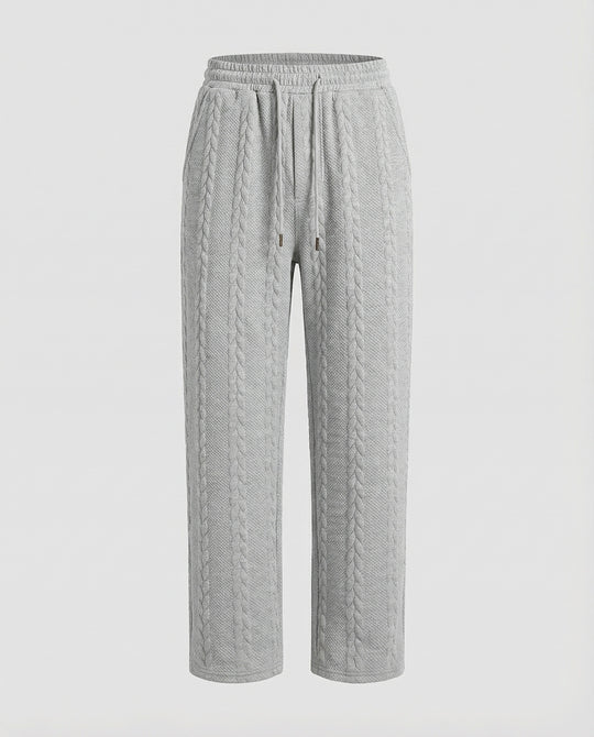 Damen Zopfstrick-Loungehose mit Tunnelzug