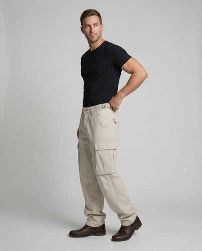 Herren weite Cargo-Bundfaltenhose
