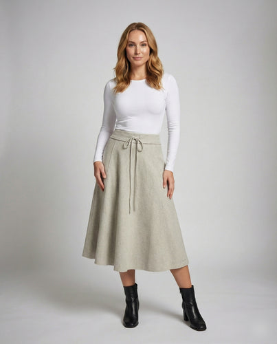 Damen ausgestellter Wollstrick-Maxirock