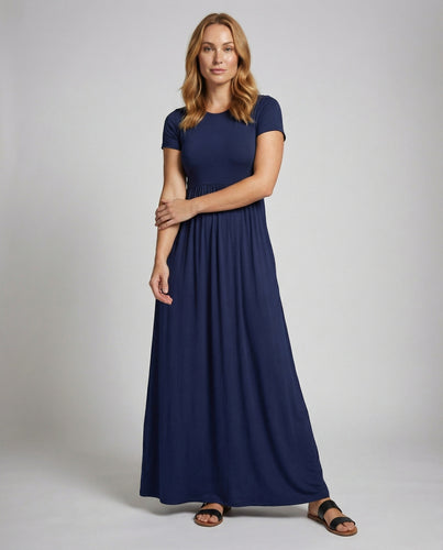 Damen bequemes Jersey-Maxikleid