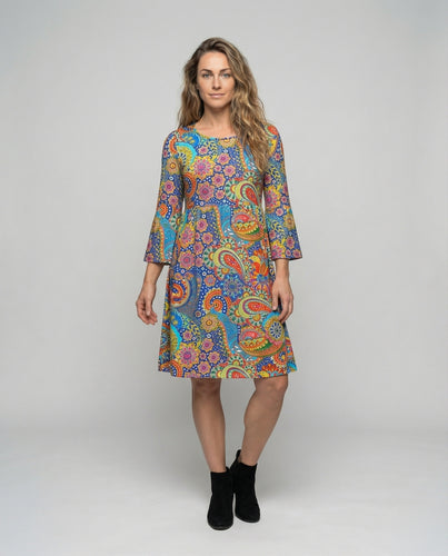 Damen Boho-Paisley-Tunikakleid
