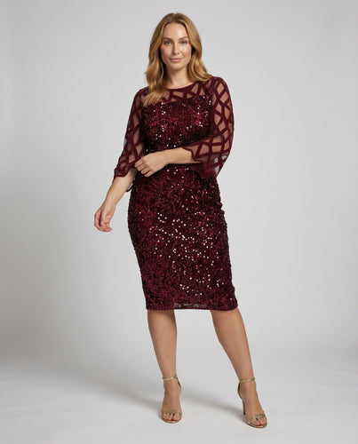 Damen paillettenbesetztes Plus-Size Cocktail-Midikleid