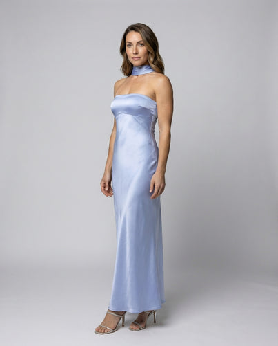 Damen trägerloses schräg geschnittenes Abendkleid