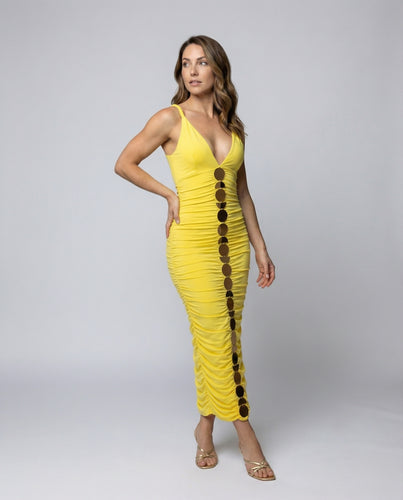 Damen eng anliegendes Maxikleid mit Kreis-Details