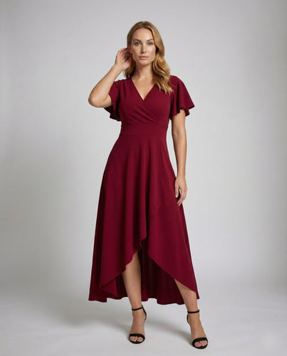 Damen festliches Midikleid mit Flügelärmeln