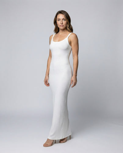 Damen figurbetontes Maxikleid aus Rippstrick
