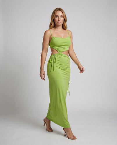 Damen geschlitztes Maxikleid mit Knoten-Schnürung
