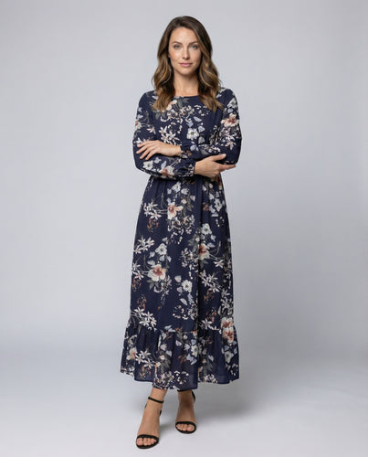 Damen geblümtes Maxikleid mit Empire-Taille