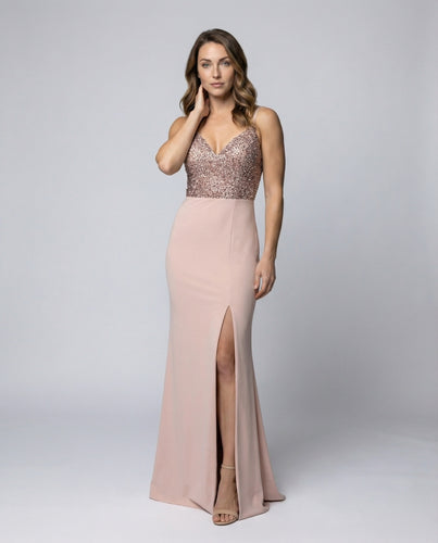 Damen glamouröse Abendrobe mit funkelndem Bustier