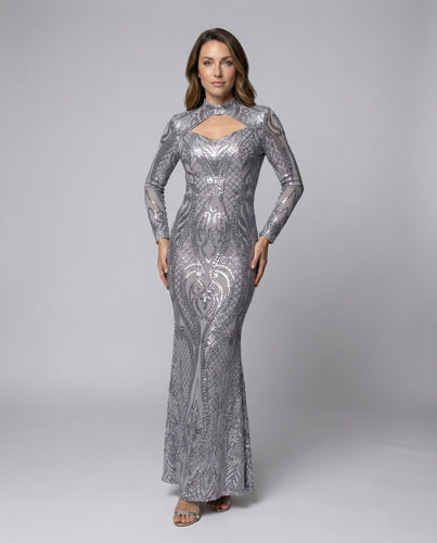 Damen glitzerndes Abend-Maxikleid mit Paillettenmuster