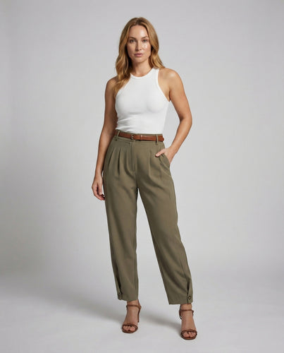 Damen hochgeschnittene Culotte-Hose mit Bügelfalte