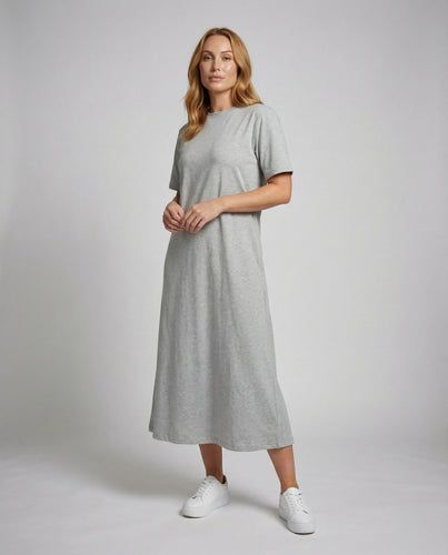 Damen knöchellanges Jersey-Maxikleid im T-Shirt-Stil