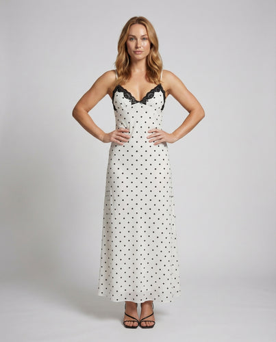Damen knöchellanges Slipkleid mit Spitzenbustier