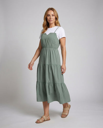 Damen kombiniertes Lagenkleid mit T-Shirt-Einsatz