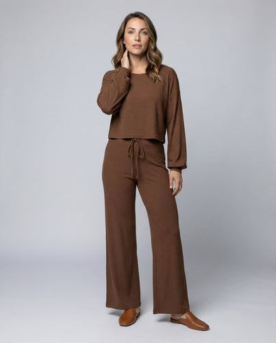 Damen komfortabler Jersey-Zweiteiler mit weitem Bein