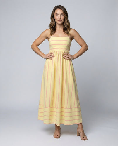 Damen lässiges Sommer-Maxikleid in Streifenoptik